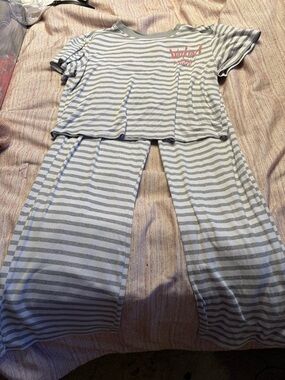 Striped Grey & White Pajama Set - Comfortable Sleepwear